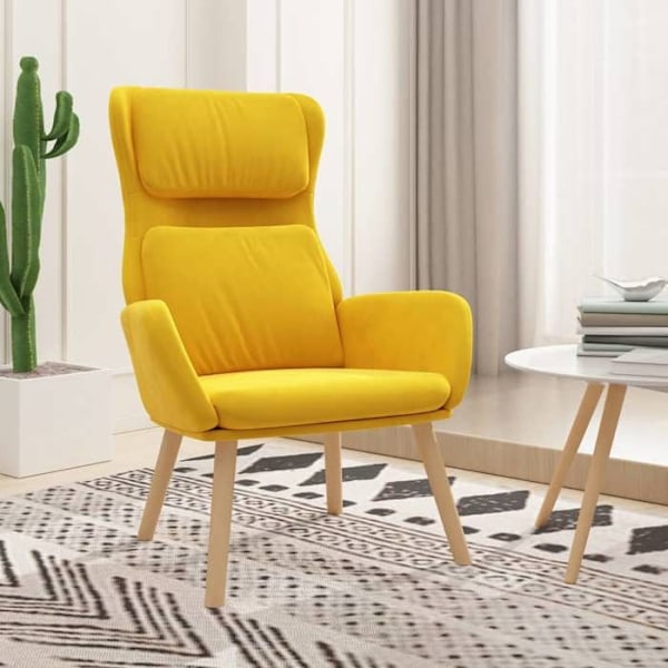 Lounge stol sofa design moderne design moderne sennep gul velour gul DEC026711 Gul