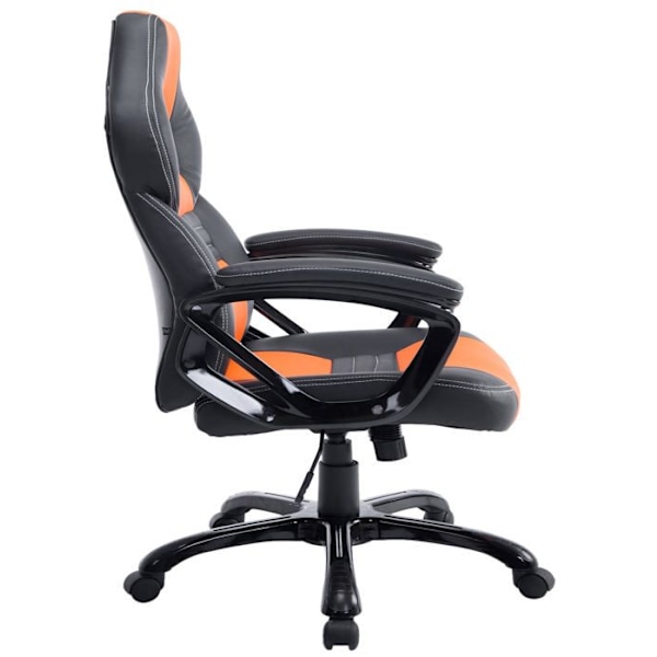 Gaming kontorstol med hjul, vippefunktion i sort/orange PVC og plastik 10_0002599 Svart
