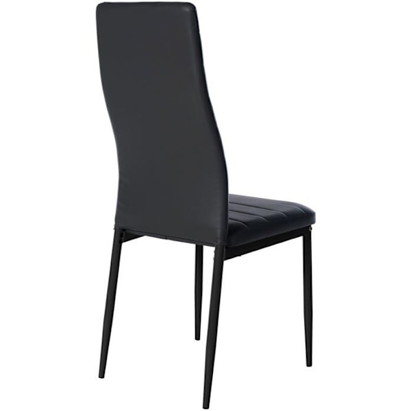 Spisestuestole - Design - Pakke med 4 - Sort kunstlæder - Sort metalramme - Moderne Svart
