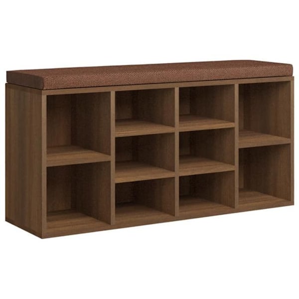 Skoopbevaringsbænk 10 rum 103 x 30 x 48 cm ingeniørtræ farve egetræ brun DEC024864