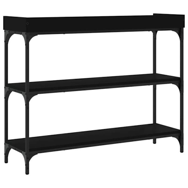 Praktisk console sidetabel med opbevaringshylder 100 x 30 x 80 cm ingeniørtræ og sort metal DEC031668 kastanj