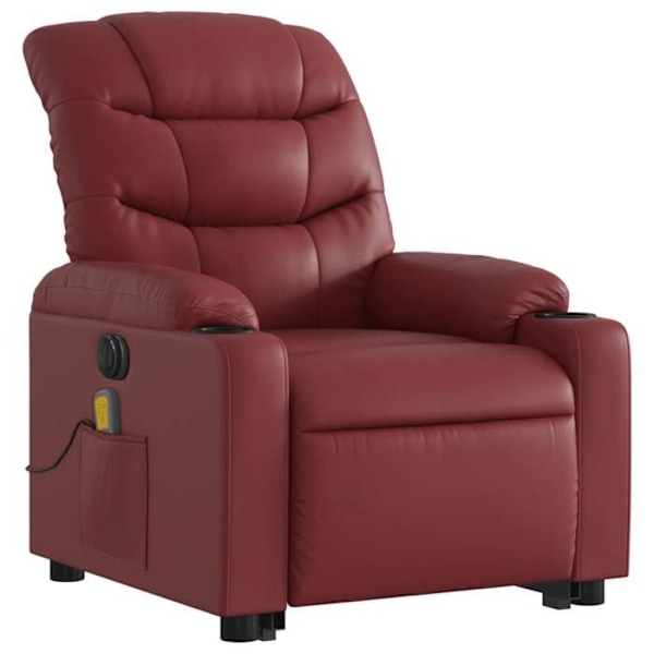 Avslappningsfåtölj med massagerfunktion och justerbar lutning, elektrisk liftfunktion i röd bordeaux PVC DEC027840 Bordeaux
