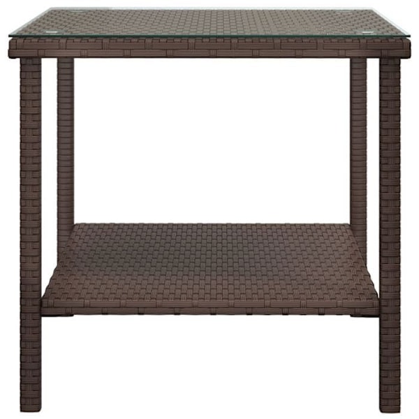 Indendørs eller udendørs siddebord 45 x 45 x 45 cm polyrotin brun og hærdet glas DEC032465 kastanj