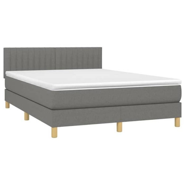 Sengramme - TDL - 140x190 cm - Mørkegrå stof - LED - 2 pladser Mörkgrå