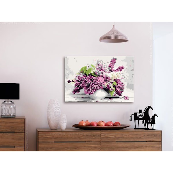 Kuvataulu itse maalaamiseen numerosarjan mukaan aiheena maljakko ja kukat 60 x 40