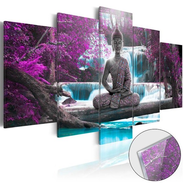 Tavle på akrylglas - Vandfald og Buddha [Glas] 200 gange 100