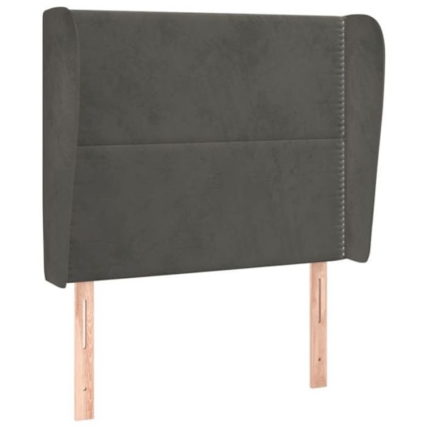 Hovedgærde til soveværelse med sidekant 103 x 23 x 118/128 mørkegrå velour
