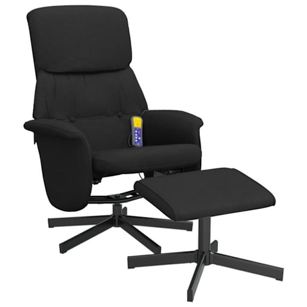 TV-recliner fåtölj med massagefunktion, lutbar med fotstöd i svart tyg DEC026870 Svart