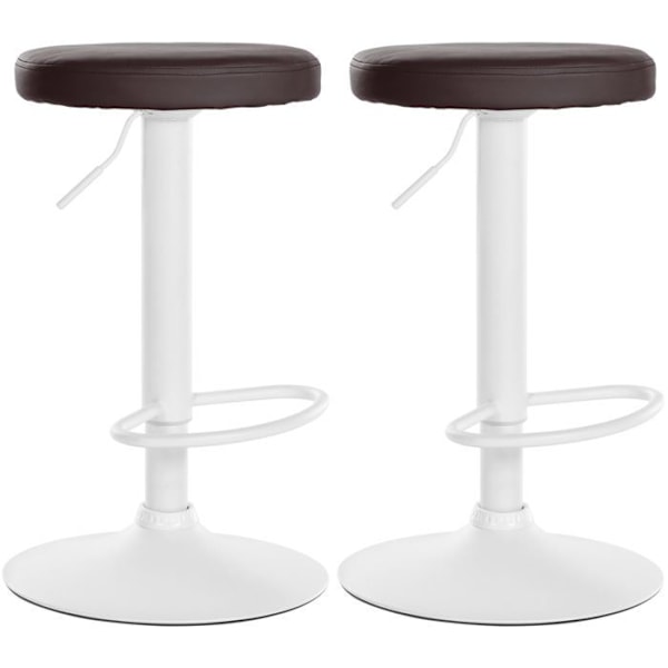 Barstolar - Décoshop26 - TDB10678 - Set om 2 - Höjdjusterbara - Modern design Vit