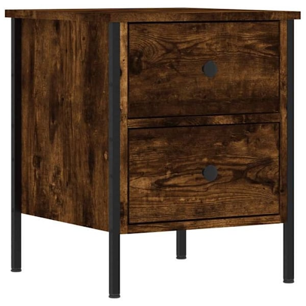 Natskab med to skuffer 40 x 42 x 50 cm ingeniørtræ brun og jern DEC033636 kastanj