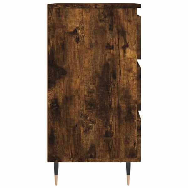 Sæt med 2 natborde med 3 skuffer 40 x 35 x 69 cm i brun ingeniørtræ og jern DEC035105 kastanj