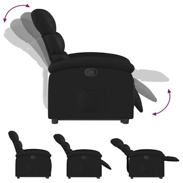 Fauteuil relax TV med komfortabel polstring og elektrisk løftefunktion i sort PVC DEC028082 Svart