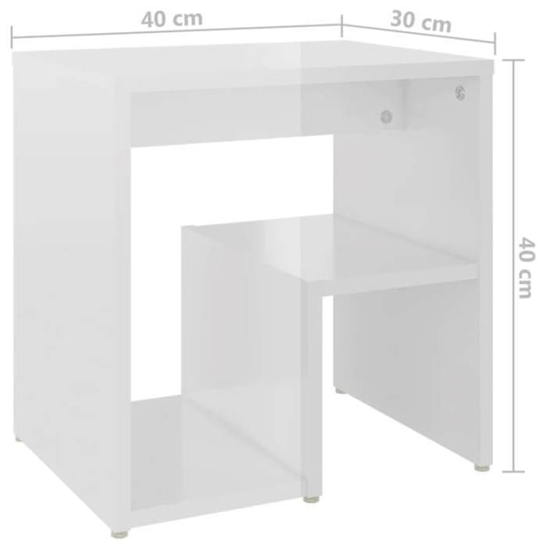 Nattbord lille sidebord 40 x 30 x 40 cm hvidt ingeniørtræ blank DEC033448 Vit