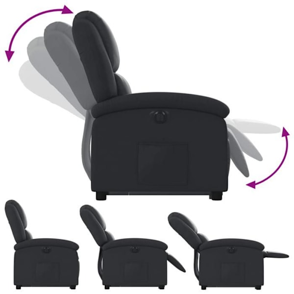 Fauteuil relax TV med elektrisk løftefunktion, meget komfortabel i ægte sort læder DEC028458 Svart