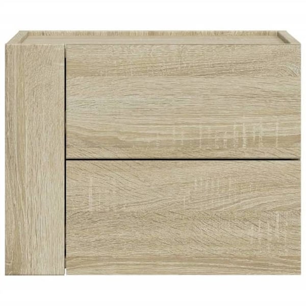 Kaksi seinälle kiinnitettävää yöpöytää, joissa on kaksi laatikkoa 45 x 30 x 35 cm, engineering-puusta, tammen värinen DEC036073 kastanj