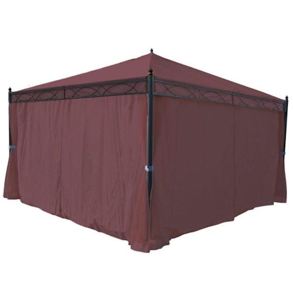 Pergola, paviljonki puutarhaan, vakaa runko 7, punaruskea sivuseinä 4 x 4m