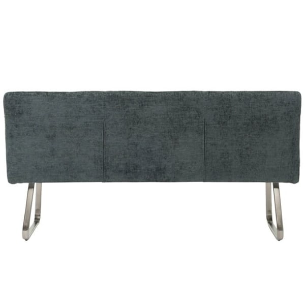 Banc de salle à manger rembourré avec dossier en tissu chenille bleu vert et acier inoxydable, longueur 180 cm 04_0005845 Blå