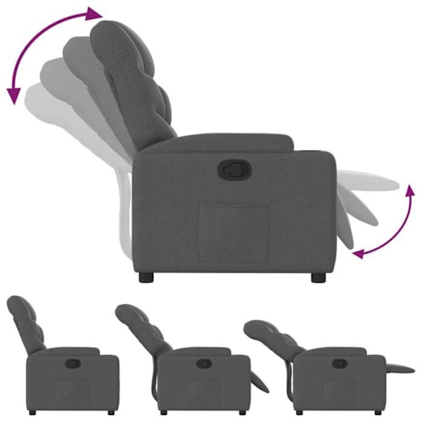 Fauteuil relax TV med komfortabel polstring og manuel hældningsfunktion i mørkegråt stof DEC027941 Grå