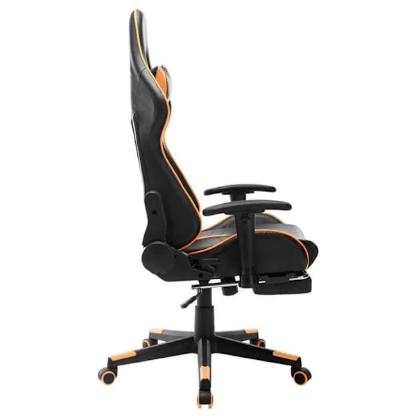 Kontorstol gaming med hjul og fodstøtte i sort og orange PVC DEC025783 Svart