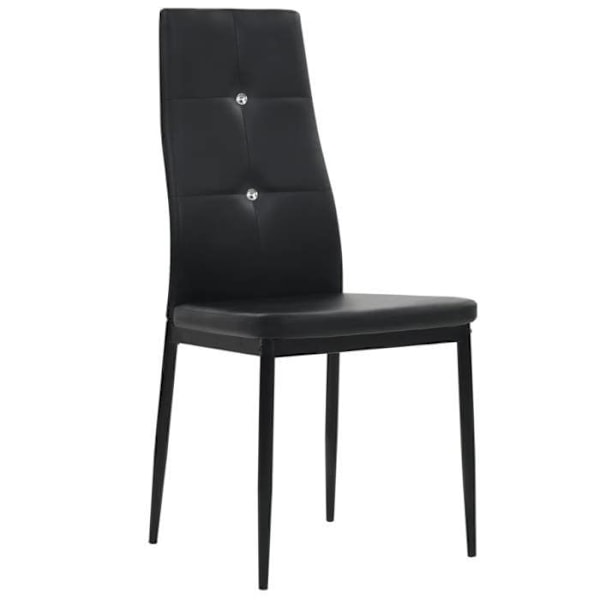 Sæt med 4 komfortable og moderne spisestue- og køkkenstole med krystalryg i sort syntetisk materiale.