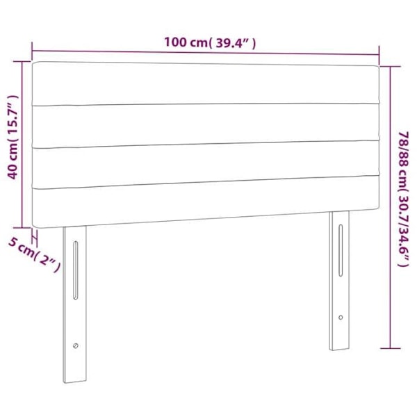 Hovedgærde til seng til soveværelse med LED-møbel 100 x 5 x 78/88 cm i lys grå velour TDL0201448 Grå