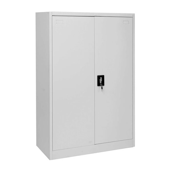 Toimistokaappi, säilytys hylly 2 lukittavalla ovella, harmaa metalli, 140x90x40cm 04_0001471 Grå
