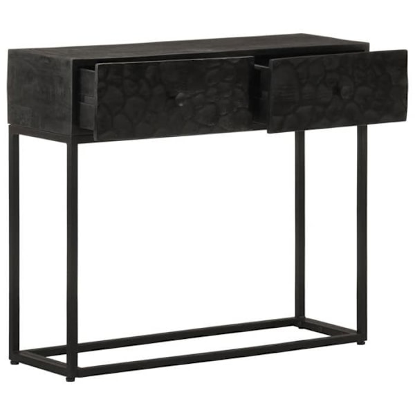 Konsolborde til entré med skuffer 90 x 30 x 76 cm, lavet af mango træ og sort jern DEC032178 kastanj