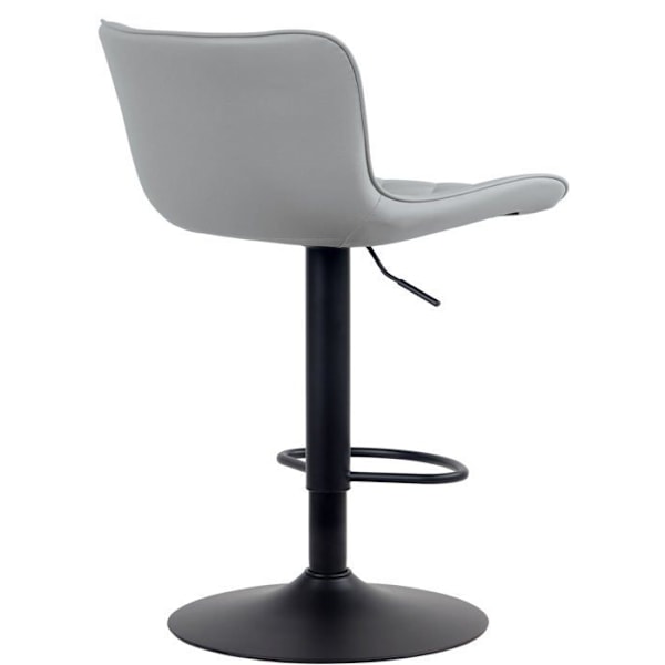 Barstol x1 dekorative syninger, trompetfod, justerbar højde, sort metal, grå PVC sæde 10_0004858 Grå