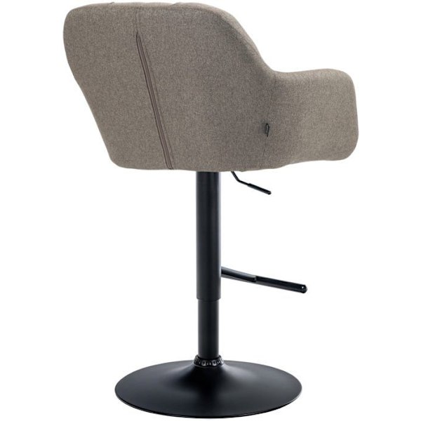 Barstol høj x1 360° rotationsfunktion i taupe stof med dekorative syninger, metalben i sort 10_0005278 Metall
