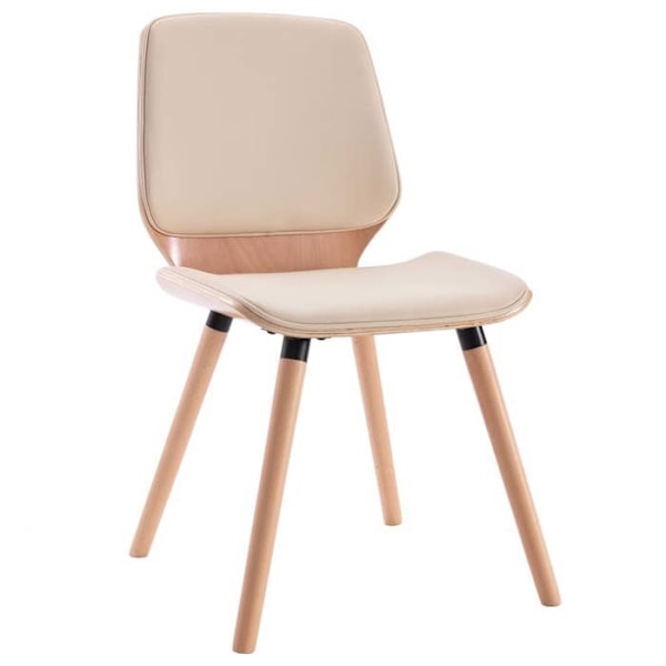 Set om 2 stolar i modern design för kök och matrum i syntetiskt krämfärgat material