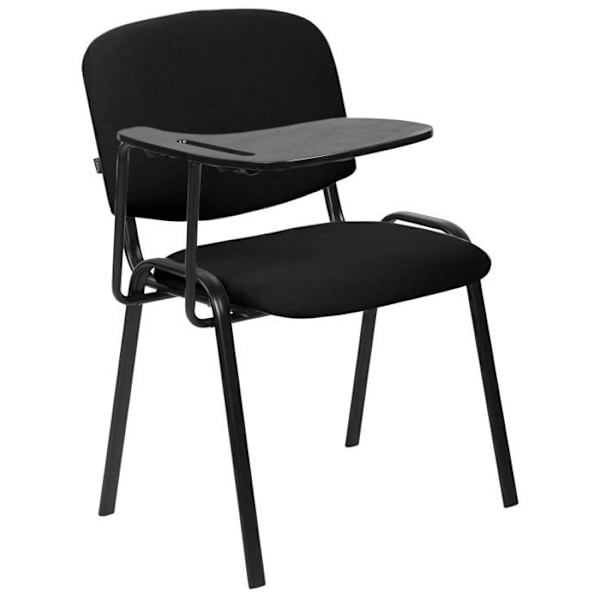 Kontorstol med foldbart bord, polstret sæde og ryg i sort stof og mat sort metal BUR10708 Metall