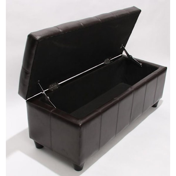 Banc med förvaring av återvunnet läder brun 112x45x45cm BAN04013 - Stort förvaringsutrymme