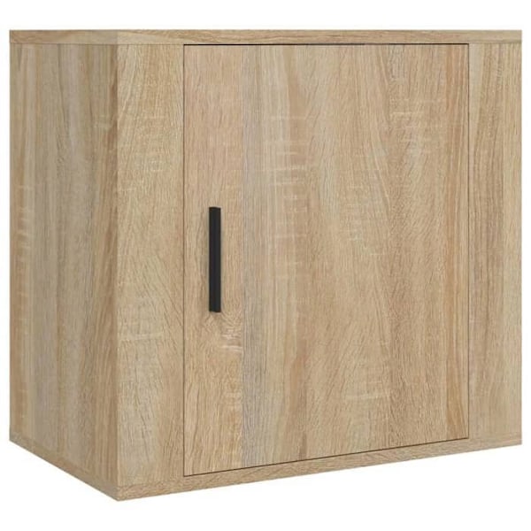 Væghængt natbord med skab og dør 50 x 30 x 47 cm i ingeniørtræ, farve egen DEC034289 kastanj