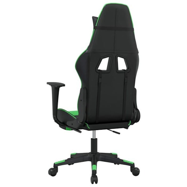 Kontor stol gaming stol med hjul og fodhvilere i sort og grøn PVC DEC025803 Svart