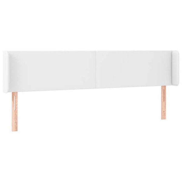 Hovedgærde til seng, møbel med sidekant 203 x 16 x 78/88 syntetisk hvid