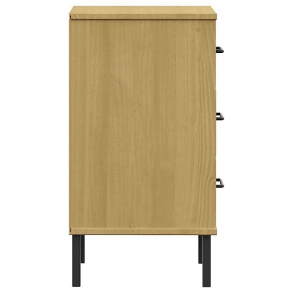 Yöpöytä 3 laatikkoa metallijaloilla 40 x 35 x 64,5 cm massiivipinosta ruskea DEC033249 kastanj
