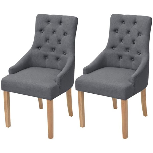 Set med 2 matstolar i modern stil med mörkgrå tygklädd klädd ryggstöd