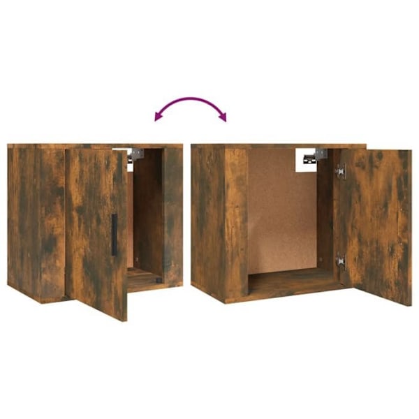 Væghængt natbord med skab med dør 50 x 30 x 47 cm i brunt ingeniørtræ DEC034261 kastanj