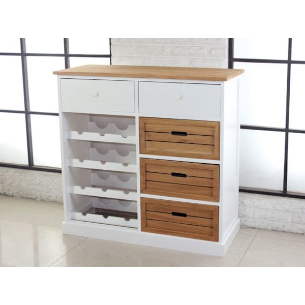 Vinplockskåp för 12 flaskor med lådor, rustik stil 86x87x37cm 04_0004316 Flerfärgad