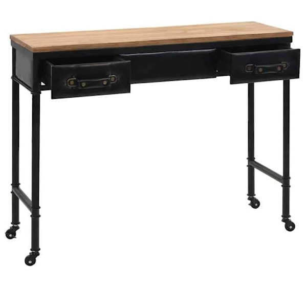 Functional and stylish entry console table on wheels with drawers 100x33,5x80 cm MDF wood and steel DEC032055 kastanj