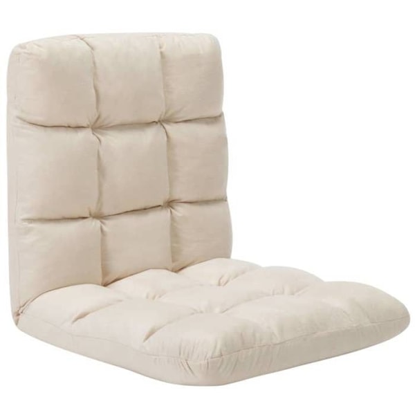 Justerbar, sammenklappelig gulvstol i creme mikrofiber DEC026232 Grädde