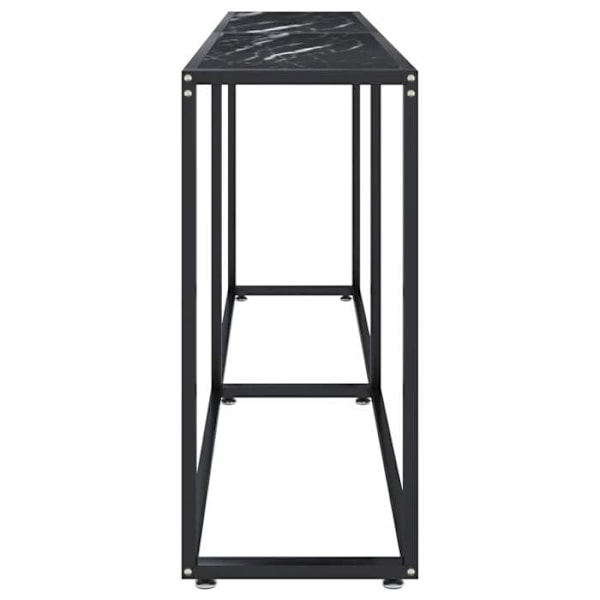 Funktionsdygtig indgangskonsolbord i stil 180 x 35 x 75,5 cm, hærdet glas med marmor-sort udseende og stål DEC032035 Svart
