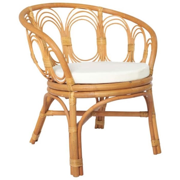 Matsalsstol - Naturlig - Ljusbrun - Rotsin - Vit linneudd - Klassisk design Ljusbrun
