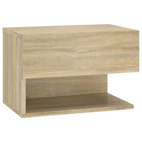 Væghængt natbord 46 x 29,5 x 30 cm i ingeniørtræ farve eg DEC034278 kastanj