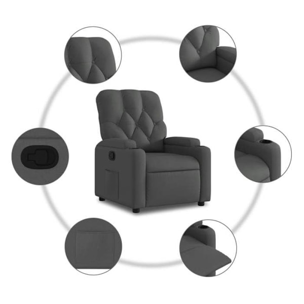 Mukava TV-relax-tuoli, jossa on manuaalinen kallistusfunktio tummanharmaassa kankaassa DEC027942 Grå