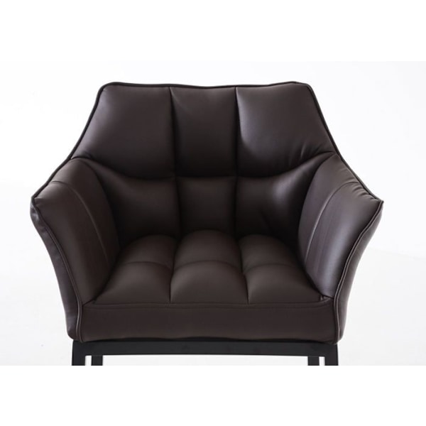 Baari stool, korkeaselkäinen tuoli, kulmikkaat muotoilut, PVC-istuin ruskea, 4 vakaata metallijalkaa musta, 10_0004686 kastanj