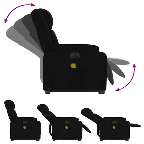 Massage- og hvilestol med 6 massagepunkter i sort stof DEC027814 Svart