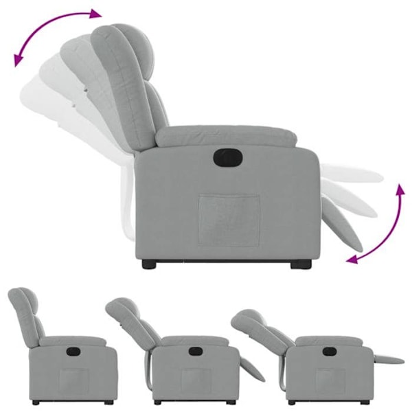 Fauteuil relax TV med elektrisk løftefunktion, meget komfortabel i lys grå stof DEC028321 Grå