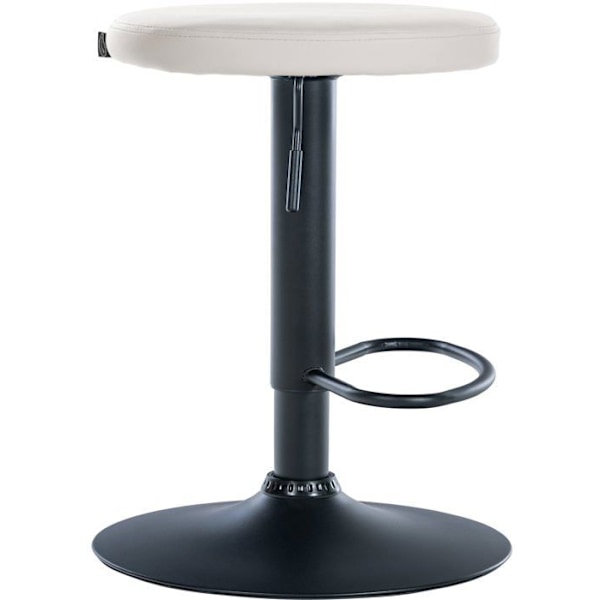 Barstol x1 enkel design, højdejusterbar, PVC-belægning i hvid, ben i sort metal 10_0005344 Vit
