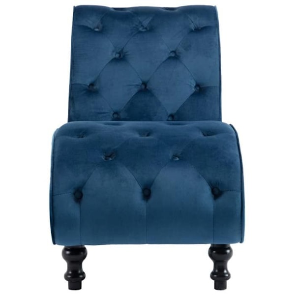 Meridienne chaise longue sofa til indendørs i blå velour med knopninger DEC026118 Blå
